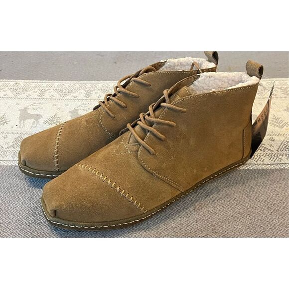 TOMS Toffee Suede Faux Shearling Men's Botas - Picture 2 of 6